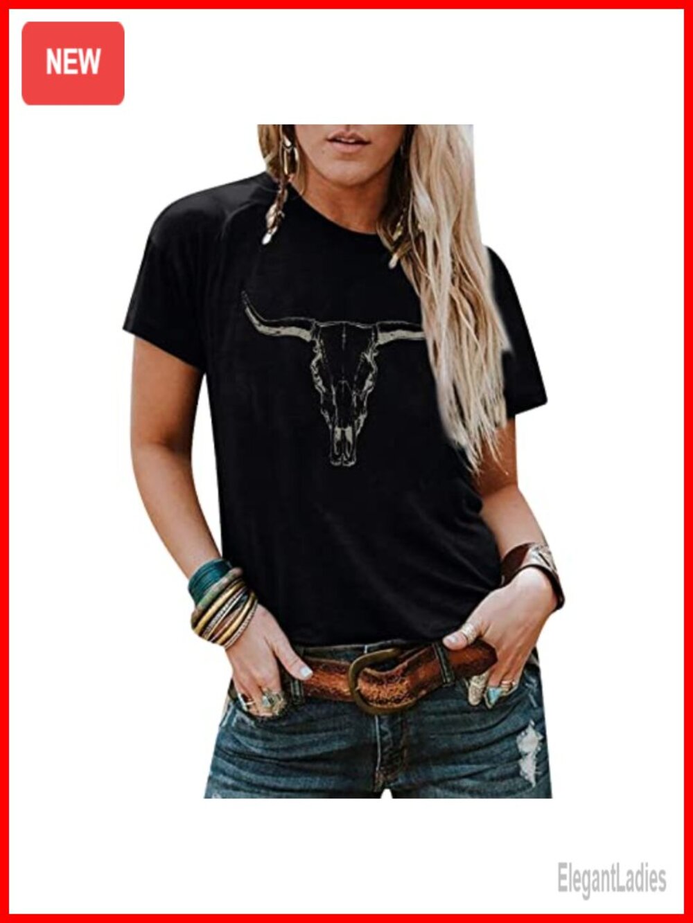 UNIQUEONE Women's Western Cowgirl Graphic T-Shirt Rodeo Cow Print Tee